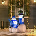 HOMCOM Christmas Snowman Family Inflatable Blue and White 55.5 x 120 cm