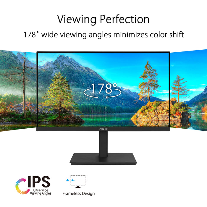 ASUS VA27ECPSN - LED monitor - 27" - 1920 x 1080 Full HD (1080p) @ 75 Hz - IPS - 300 cd/m² - 1000:1 - 5 ms - HDMI, DisplayPort, USB-C - speakers