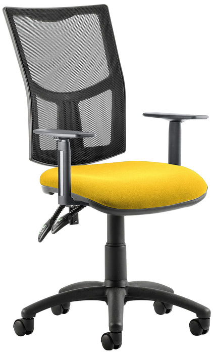 Dynamic Permanent Contact Backrest Task Operator Chair Height Adjustable Arms Eclipse Plus II Senna Yellow Seat Medium Back