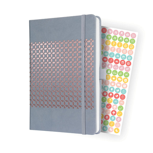 Sigel Jolie Diary A5 Week To View 2024 Hard Cover With Elastic Fastener And Archive Pocket And Pen Loop Glacier Grey - J4209