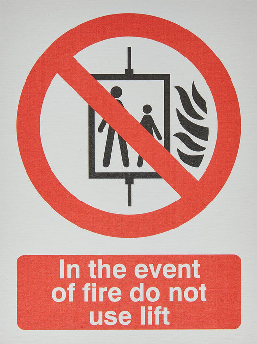 Fire Sign Do Not Use Lift Aluminium Silver, Red 20 x 15 cm