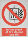 Fire Sign Do Not Use Lift Aluminium Silver, Red 20 x 15 cm