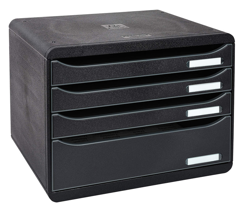 Exacompta Drawer Unit with 4 Drawers Big Box Plus Horizon Maxi Plastic Black 35.5 x 27 x 27.1 cm