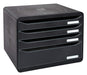 Exacompta Drawer Unit with 4 Drawers Big Box Plus Horizon Maxi Plastic Black 35.5 x 27 x 27.1 cm