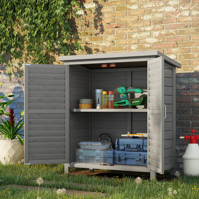 OutSunny Garden Shed Fir Wood 46.5 (W) x 87 (D) x 96.5 (H) cm Grey