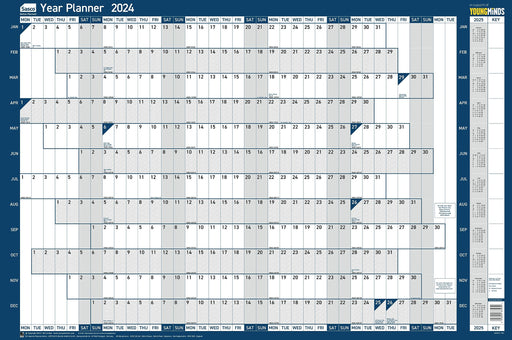 SASCO Annual Planner Unmounted 2024 Landscape Blue English 91.5 x 61 cm