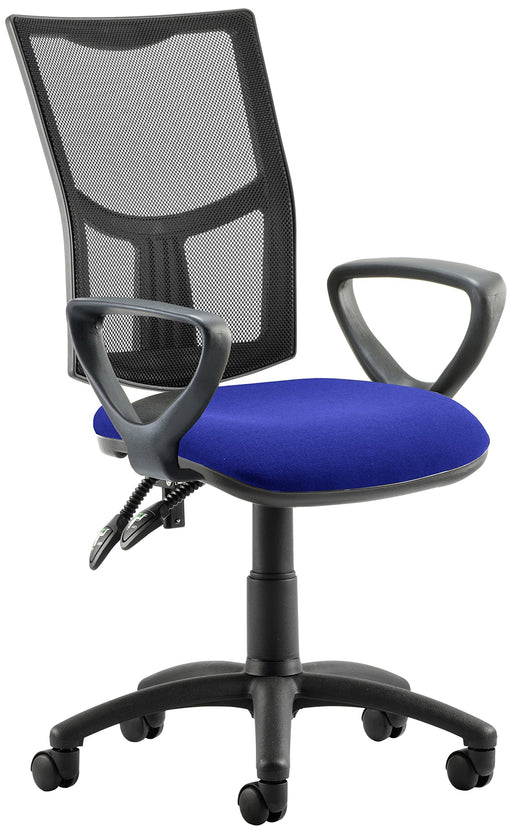 Dynamic Permanent Contact Backrest Task Operator Chair Loop Arms Eclipse II Black Back, Stevia Blue Seat Without Headrest Medium Back