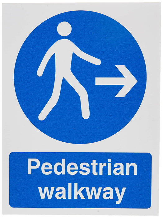 Mandatory Sign Pedestrian Walkway with Right Arrow Plastic 20 x 15 cm