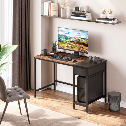 HOMCOM Computer Desk Rustic Brown, Black 600 x 750 mm