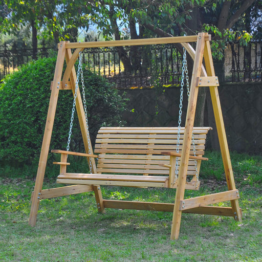 OutSunny Swing Bench Larch Wood Brown 1,250 x 1,850 mm