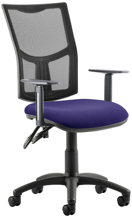 Dynamic Permanent Contact Backrest Task Operator Chair Height Adjustable Arms Eclipse Plus II Black Back, Tansy purple Seat Medium Back