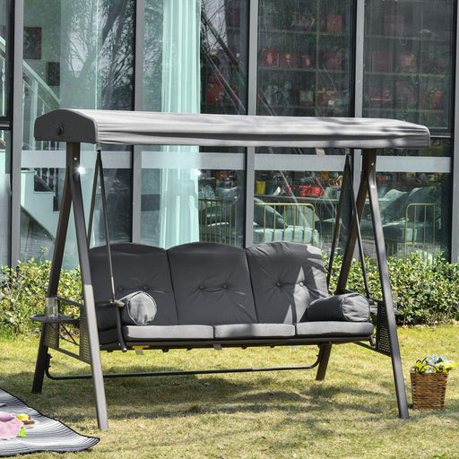 OutSunny Swing Bench Steel, Polyester Fabric Grey