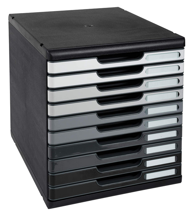 Exacompta Drawer Unit with 10 Drawers Modulo Plastic Black, Grey 28.8 x 35 x 32 cm