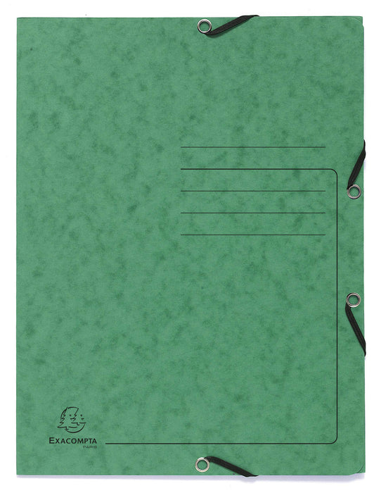 Exacompta 3 Flap Folder 55403E Green Mottled Pressboard Pack of 25