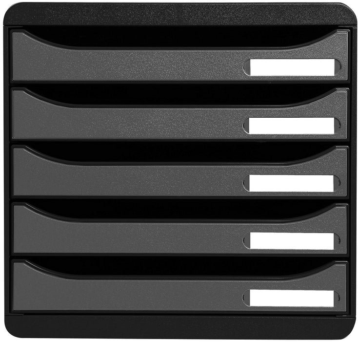 Exacompta Drawer Unit with 5 Drawers Big Box Plus Plastic Black, Silver 27.8 x 34.7 x 27.1 cm