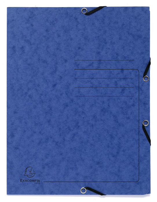 Exacompta 3 Flap Folder 55402E Blue Mottled Pressboard Pack of 25