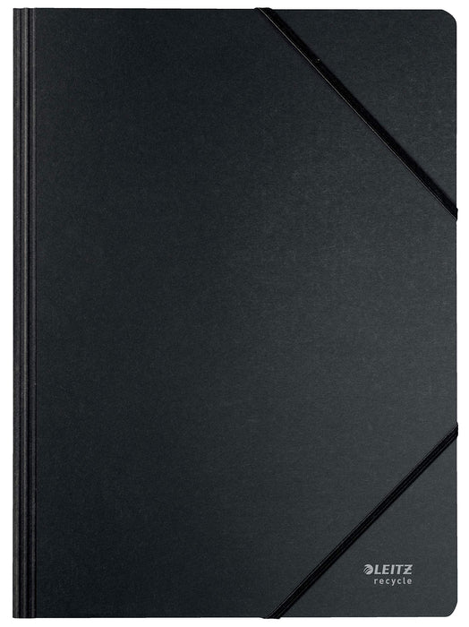 Leitz Recycle Card Folder with Elastic Bands A4 CO2 Neutral Black 430 gsm 100% Recycled Card