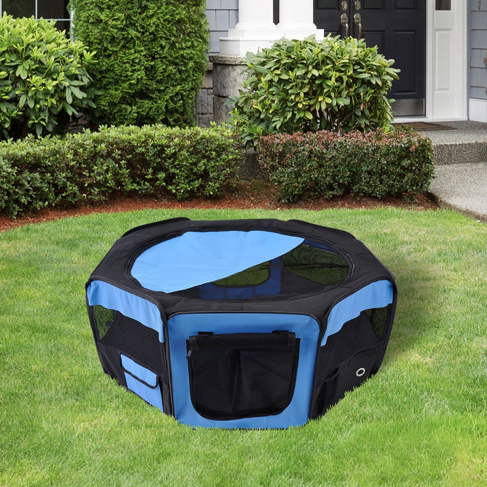 HOMCOM Pet Playpen Blue, Black 410 mm x 900 mm