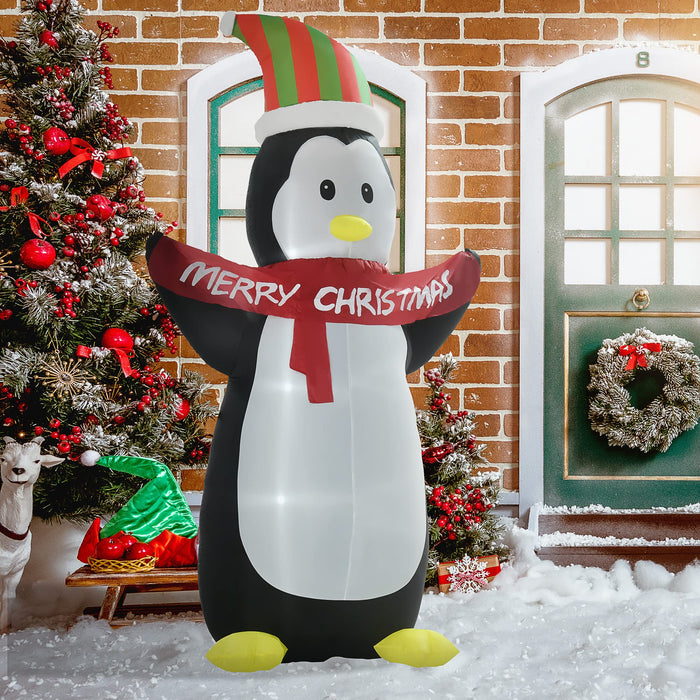 HOMCOM Christmas Penguin Inflatable Multicolour 75 x 243 cm