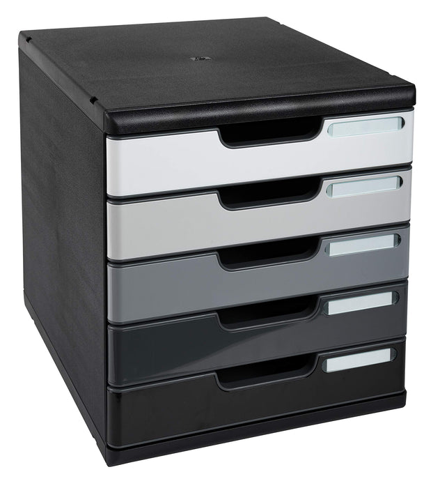 Exacompta Drawer Unit with 5 Drawers Modulo Plastic Black, Grey 28.8 x 35 x 32 cm