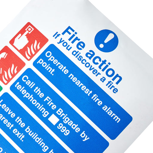 Fire Action Sign Self Adhesive Vinyl 20 x 15 cm