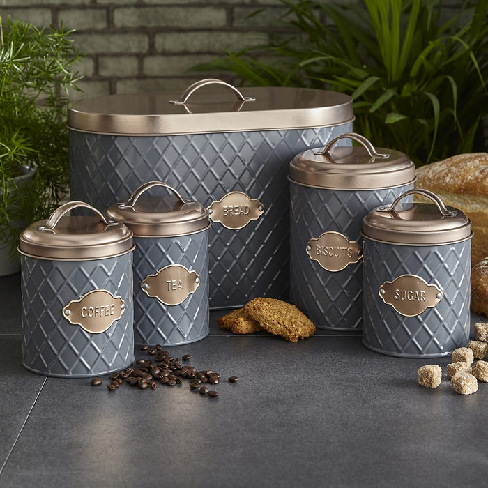 NEO Kitchen Storage Set Metal Grey And Copper Set of 5