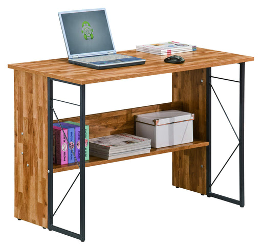 Alphason Rectangular Home Office Desk with Walnut & Grey MDF Top and Black Frame Rhodes 1110 x 510 x 760mm