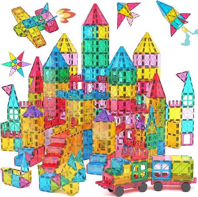 Jasonwell Magnetic Building Blocks, 108 Pcs Magnet Block Set Gift Kids 3D Magnetic Construction Shape Games for Boys and Girls Creativity Educational Children's Toys