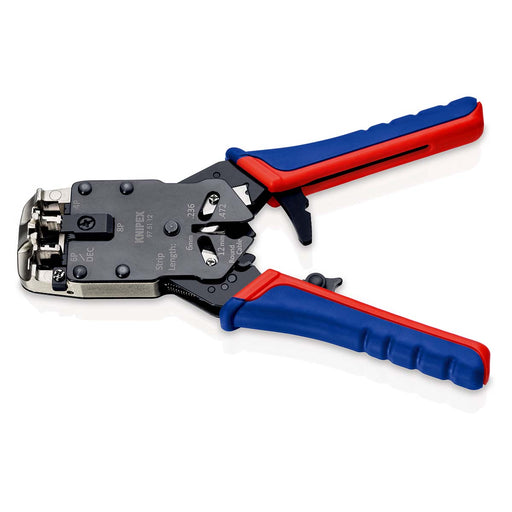 Knipex Crimp lever pliers for Western plugs Western connector RJ10 (4-pin) 7.65 mm, RJ11/12 (6-pin) 9.65 mm, RJ45 (8-pin) 11.68 mm