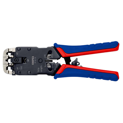 Knipex Crimp lever pliers for Western plugs Western connector RJ10 (4-pin) 7.65 mm, RJ11/12 (6-pin) 9.65 mm, RJ45 (8-pin) 11.68 mm