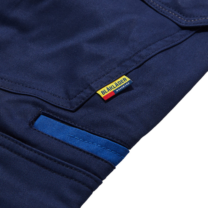 BLÅKLÄDER Trousers 14441832 Cotton, Elastolefin, PL (Polyester) Navy Blue, Cornflower Blue Size 34L