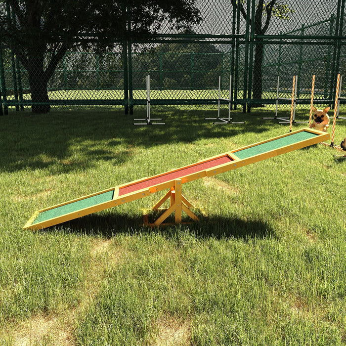 PawHut Pet Seesaw Natural, Brown, Green 300 mm x 1800 mm x 300 mm