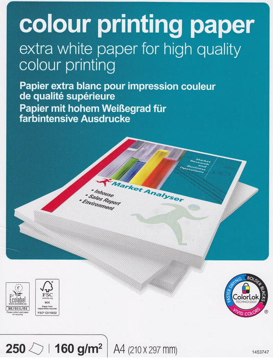 Office Depot Colour Printing A4 Printer Paper White 160 gsm Smooth 250 Sheets