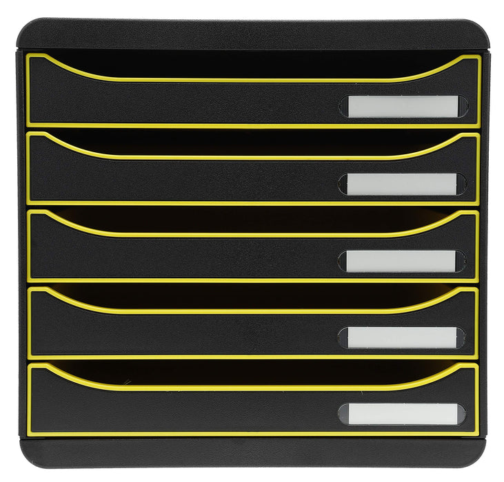 Exacompta Drawer Unit with 5 Drawers Big Box Plus Plastic Black, Yellow 27.8 x 34.7 x 27.1 cm