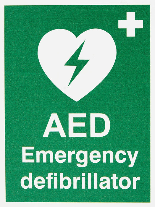 First Aid Sign AED Emergency Defibrillator Plastic 20 x 15 cm