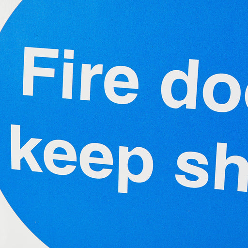 Mandatory Sign Fire Door Keep Shut Self Adhesive Vinyl Blue,White 20 x 20 cm