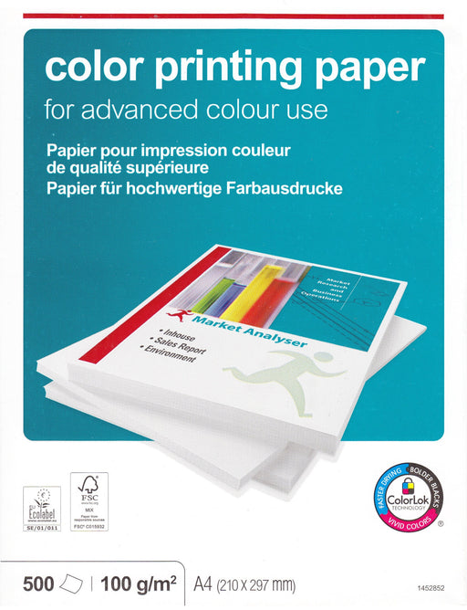 Office Depot Colour Printing A4 Printer Paper White 100 gsm Smooth 500 Sheets