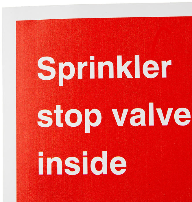 Fire Sign Sprinkler Stop Valve Inside Vinyl 15 x 20 cm