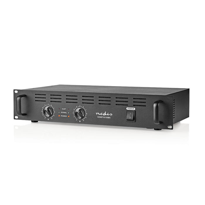 Nedis PA Amplifier - RMS output: 2x 40 W @ 8 Ohm / 2x 60 W @ 4 Ohm, 2 Channels, 19&quot; rack mountable, Metal - Black