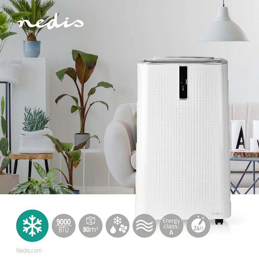 Nedis Mobile Air Conditioner - 9000 BTU, 80 m³, 3-Speed, Shut-off timer - White