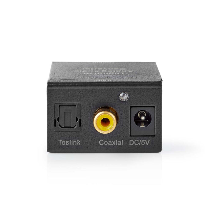 Nedis Digital Audio Converter - 1-way, Connection input: 1x Digital RCA / 1x TosLink, Connection output: 1x (2x RCA) / 1x 3.5 mm, Integrated amplifier - Black