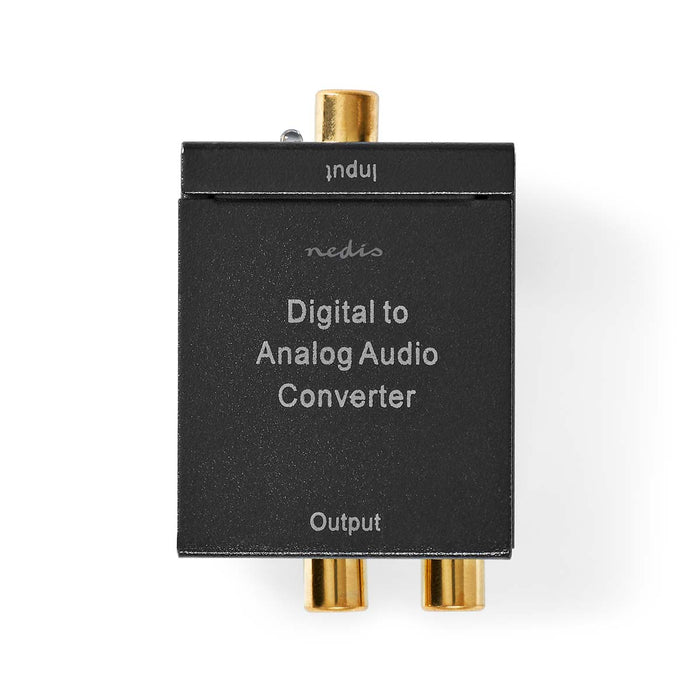 Nedis Digital Audio Converter - 1-way, Connection input: 1x Digital RCA / 1x TosLink, Connection output: 1x (2x RCA) / 1x 3.5 mm, Integrated amplifier - Black