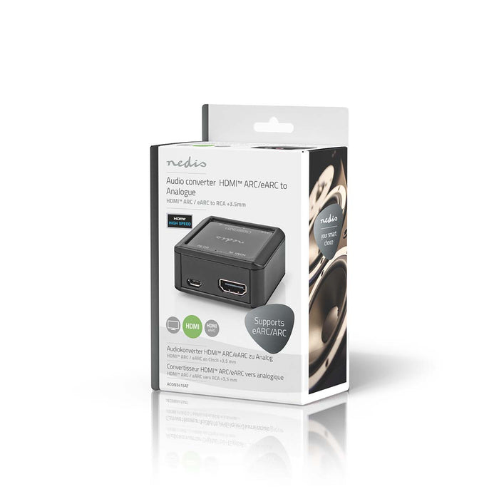 Nedis Digital Audio Converter - 1-way, Connection input: HDMI Input, Connection output: 2x (2x RCA Female) / 3.5 mm, Automatic - Anthracite