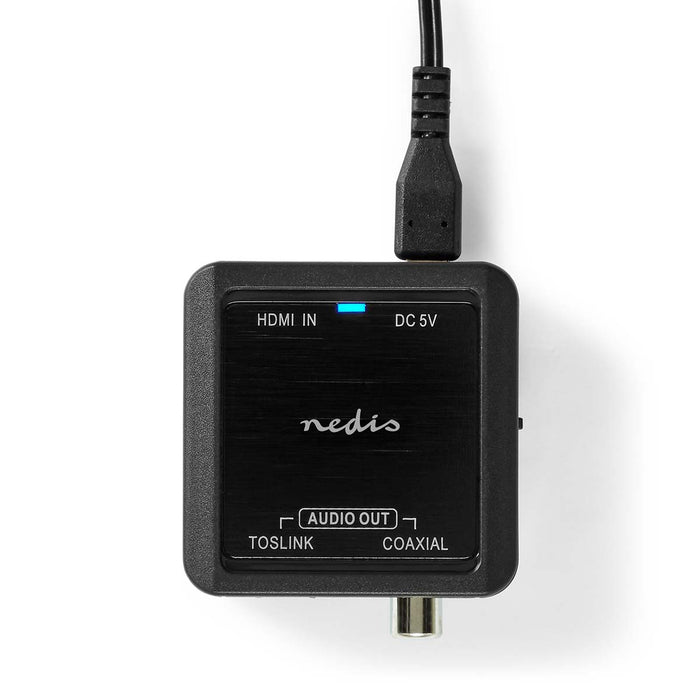 Nedis Digital Audio Converter - 1-way, Connection input: DC Power / HDMI Input, Connection output: 1x Coax Audio / 1x TosLink Female, Automatic - Anthracite