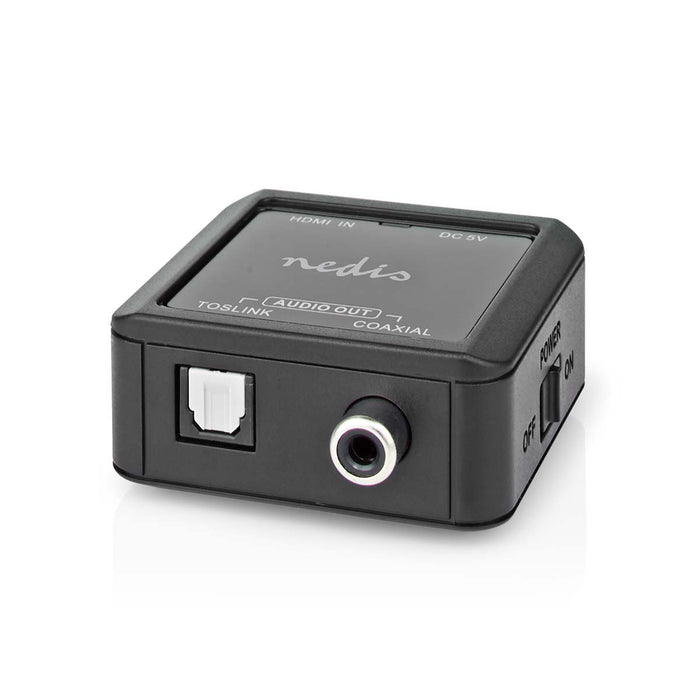 Nedis Digital Audio Converter - 1-way, Connection input: DC Power / HDMI Input, Connection output: 1x Coax Audio / 1x TosLink Female, Automatic - Anthracite