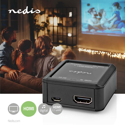 Nedis Digital Audio Converter - 1-way, Connection input: DC Power / HDMI Input, Connection output: 1x Coax Audio / 1x TosLink Female, Automatic - Anthracite