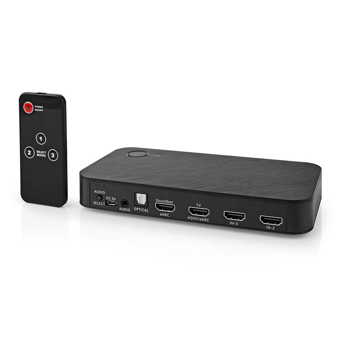 Nedis Digital Audio Converter - 2-way, Connection input: DC Power / 3x HDMI Input, Connection output: 1x 3.5 mm / 1x TosLink / 2x HDMI Output, Automatic / Push Button - Anthracite