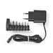 Nedis Universal AC Power Adapter - 12.5 W, 5 V DC, 1.60 m, 8 plug(s) - Black