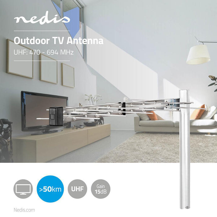 Nedis Outdoor Antenna - UHF, Reception range: 50 km, LTE700, Antenna length: 870 mm - ABS / Aluminium