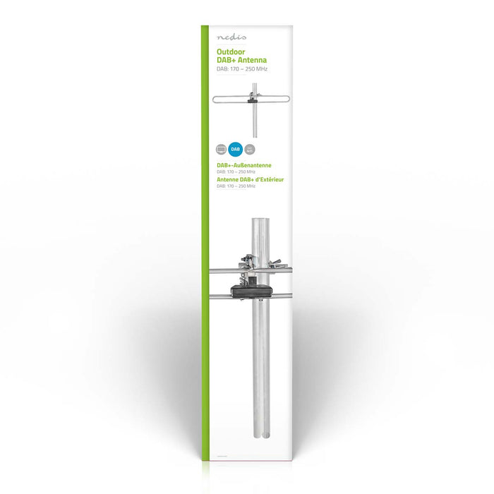 Nedis Outdoor DAB+ Antenna - Passive, Reception range: 0-50 km, Gain: 4 dB, Gain: 4 dB - Aluminium